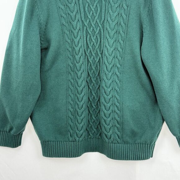 Oak Hill 3XL Green Cotton Shawl Collar Vneck Cable Knit pullover Sweater - Picture 6 of 16